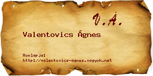 Valentovics Ágnes névjegykártya