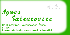 agnes valentovics business card